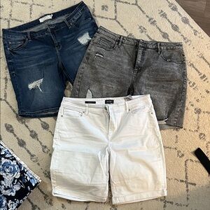 BUNDLE JEAN SHORTS:  Women's Jean Shorts - Blue, Gray, and White